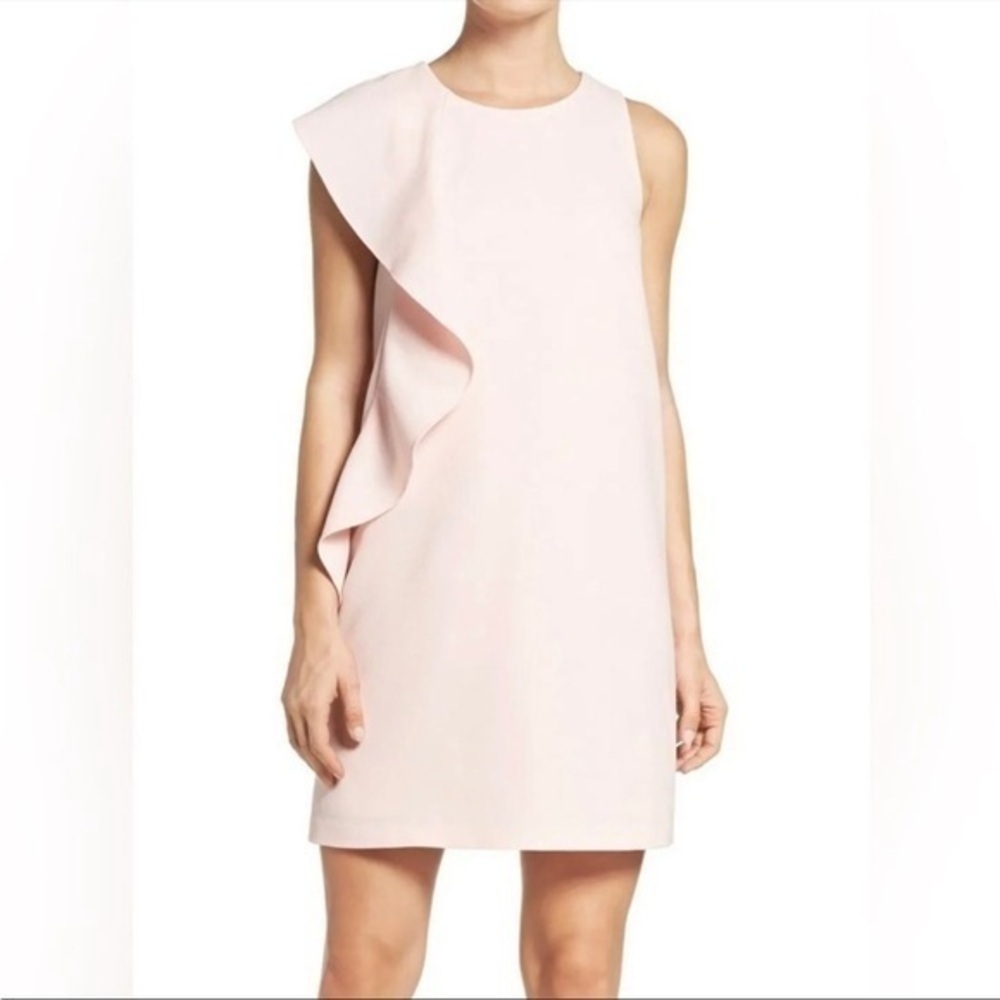 Chelsea28 Nordstrom Asymmetrical Ruffle Shift Dress in Light Pink